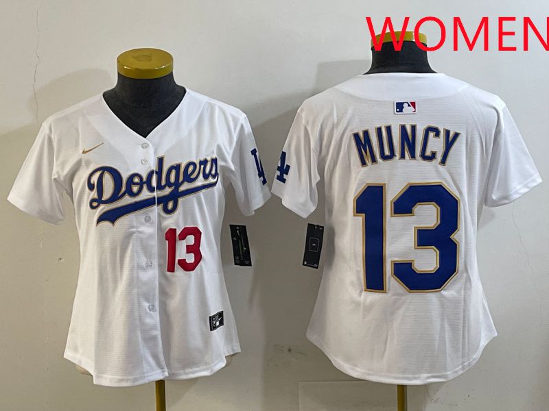 Women Los Angeles Dodgers #13 Muncy White Gold Game 2025 Nike MLB Jersey style 9->women mlb jersey->Women Jersey